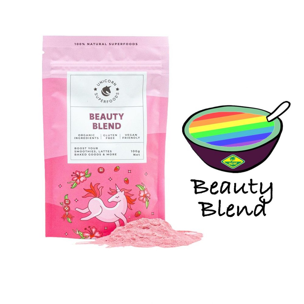 Verpakking Beautyblend poeder unicorn superfood voor smoothies en bowls