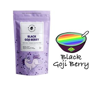 Verpakking Black Goji poeder unicorn superfood voor smoothies en bowls